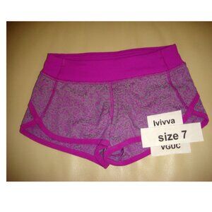 Ivivva by Lululemon 🍋 Speedy Shorts liner zipper pocket stretchy size 7